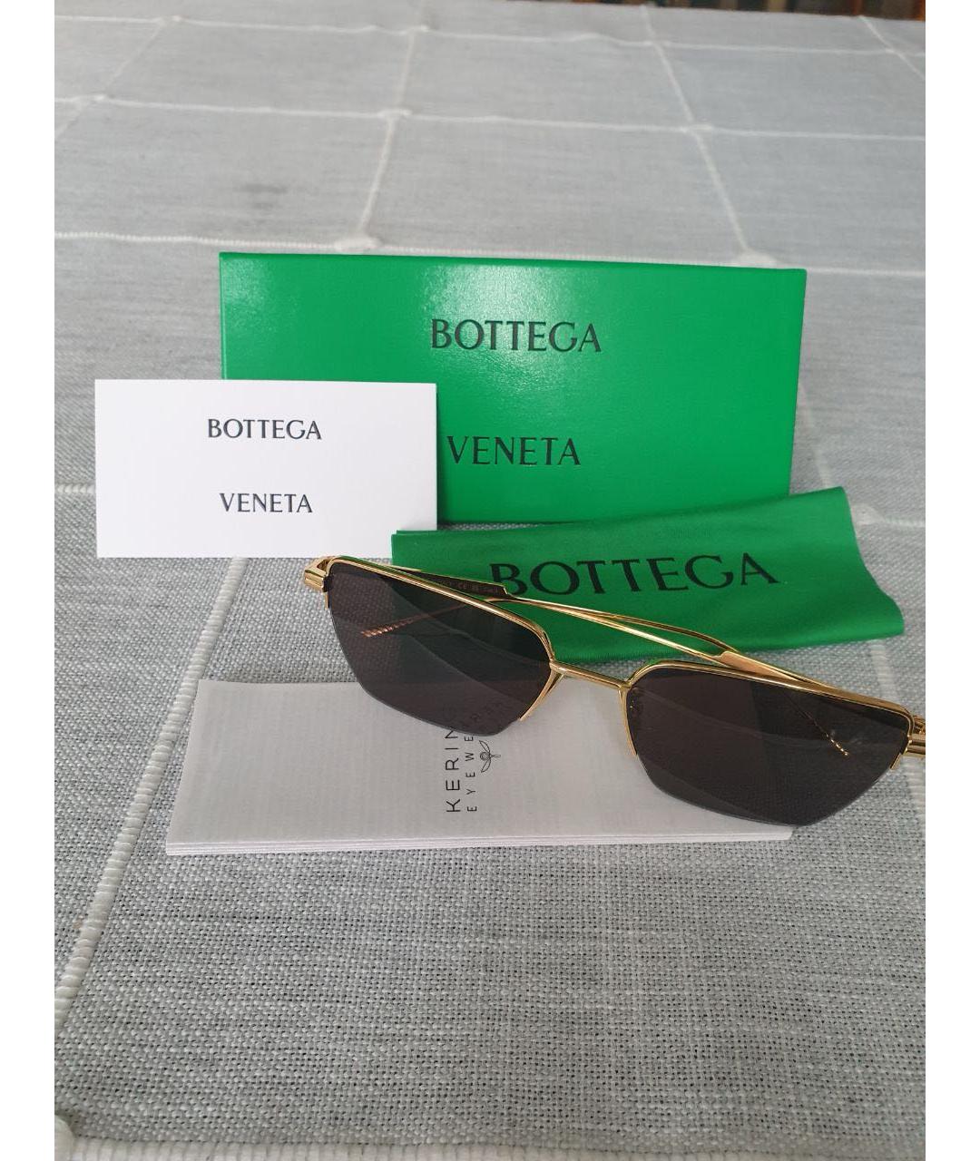 BOTTEGA VENETA Коричневые металлические солнцезащитные очки, фото 3
