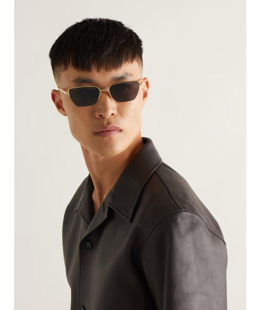 BOTTEGA VENETA Коричневые металлические солнцезащитные очки, фото 2
