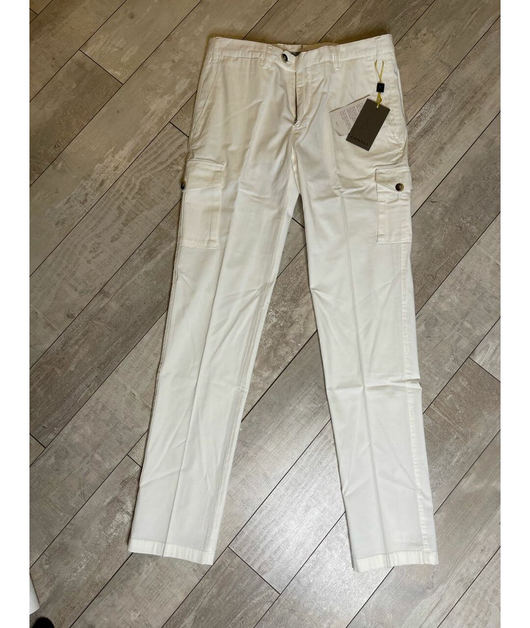 CANALI Белые брюки чинос, фото 5