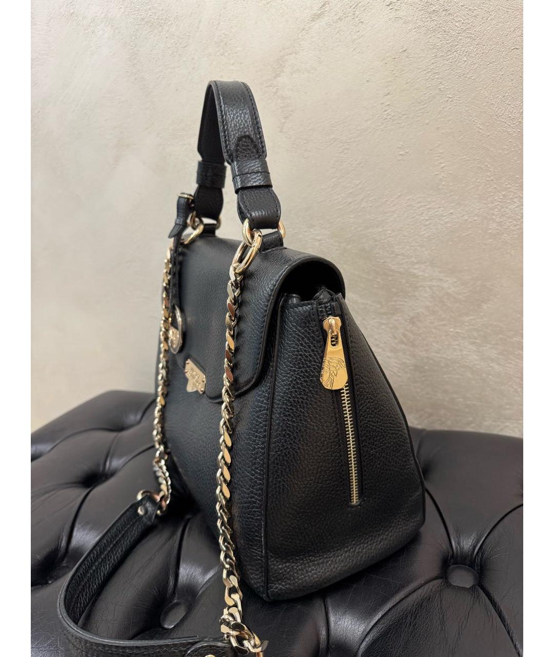 VERSACE COLLECTION Черная кожаная сумка с короткими ручками, фото 3