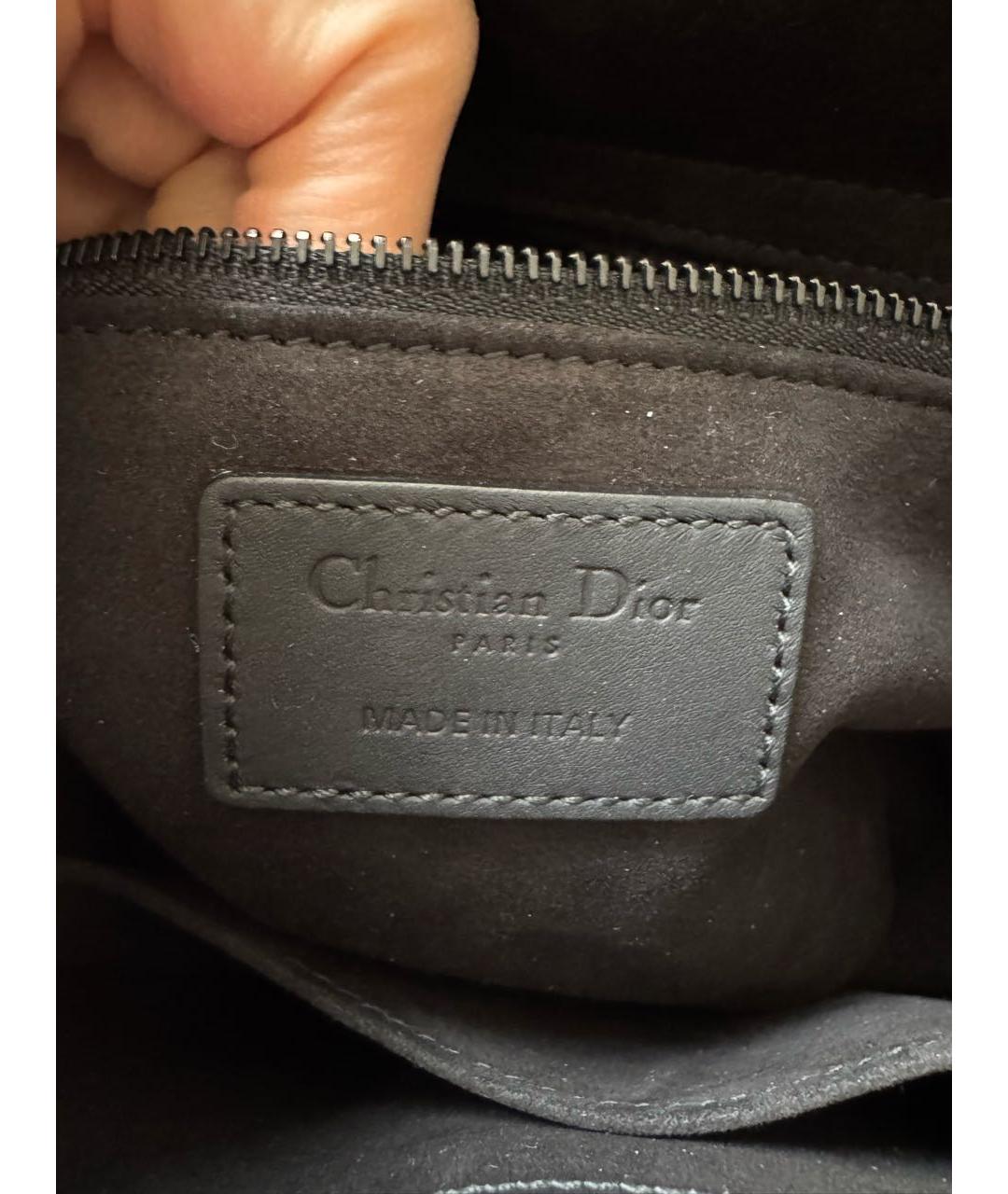 CHRISTIAN DIOR Черная кожаная сумка с короткими ручками, фото 8