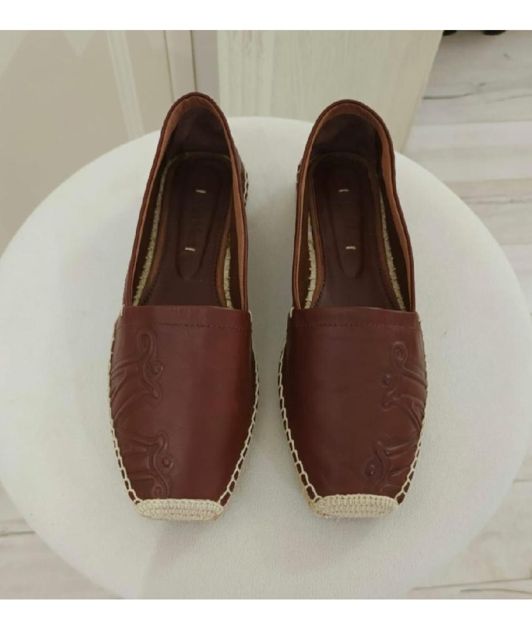 MAX MARA Коричневые кожаные эспадрильи, фото 2