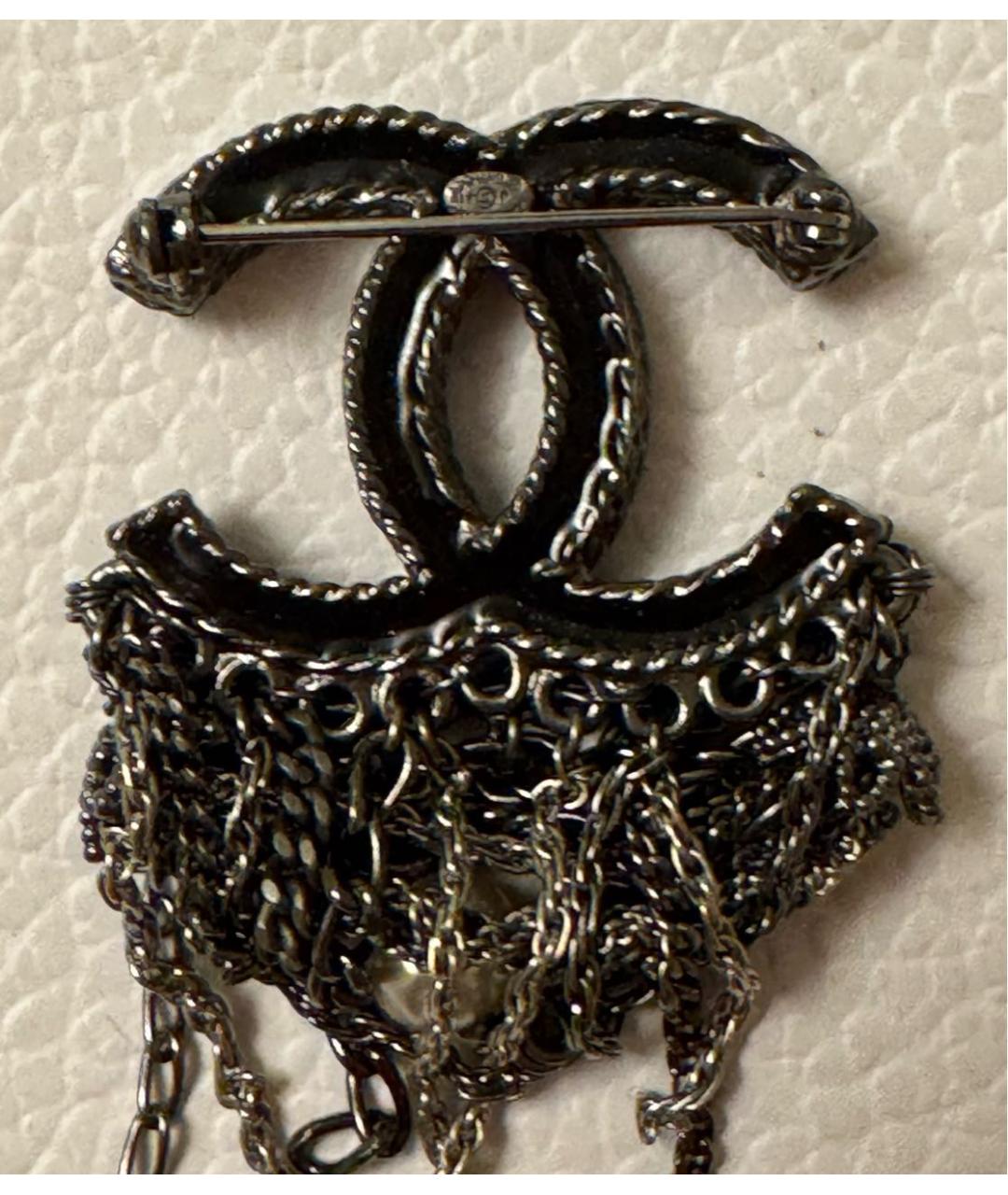 CHANEL Черная металлическая булавка / брошь, фото 3