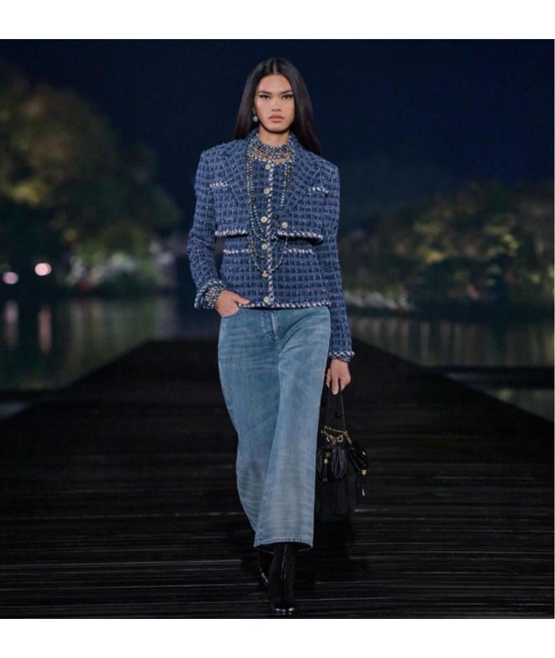 CHANEL Синие хлопковые прямые джинсы, фото 4