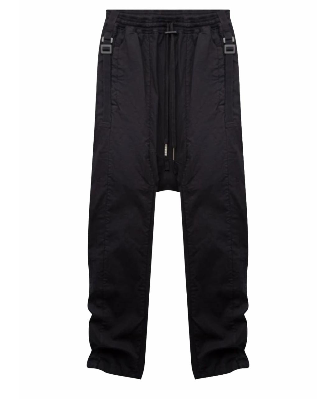 11 BY BORIS BIDJAN SABERI Черные хлопко-эластановые повседневные брюки, фото 1