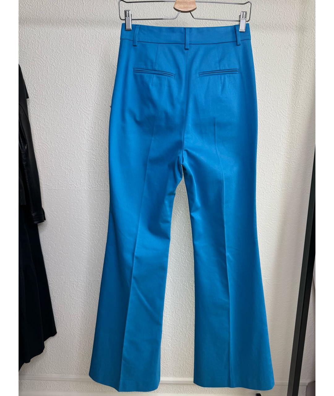 SPORTMAX Голубые хлопковые прямые брюки, фото 2