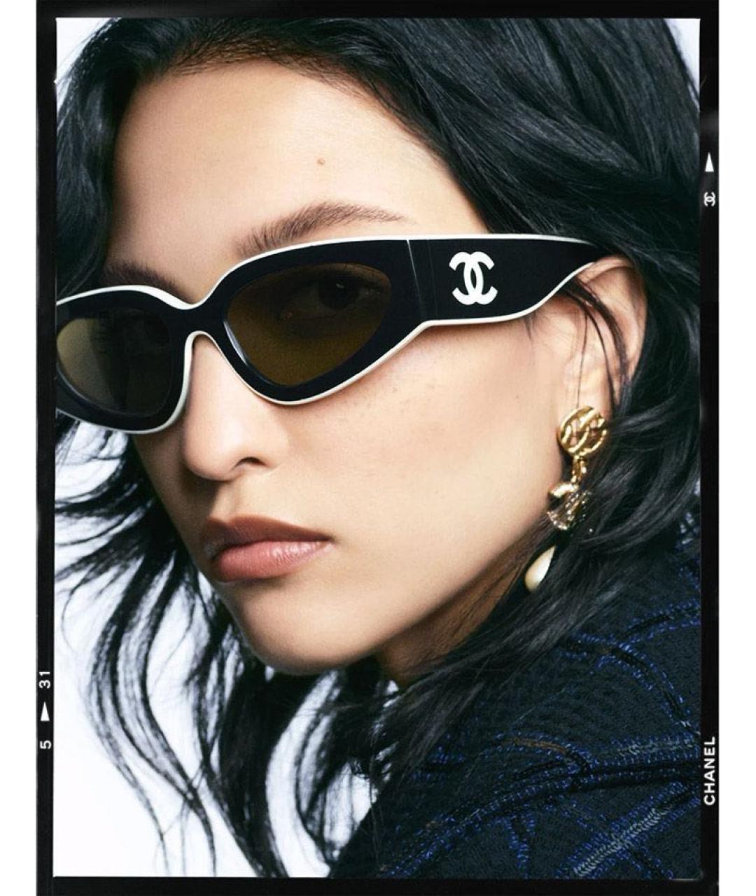 CHANEL Черные пластиковые солнцезащитные очки, фото 2