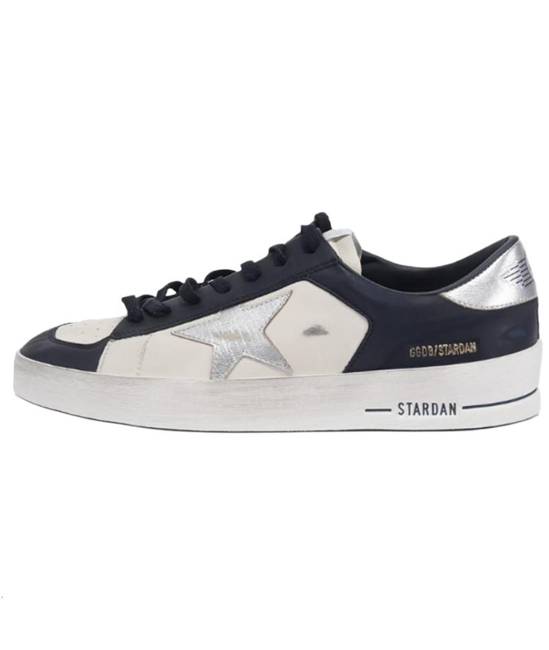 GOLDEN GOOSE DELUXE BRAND Темно-синие кожаные низкие кроссовки / кеды, фото 2