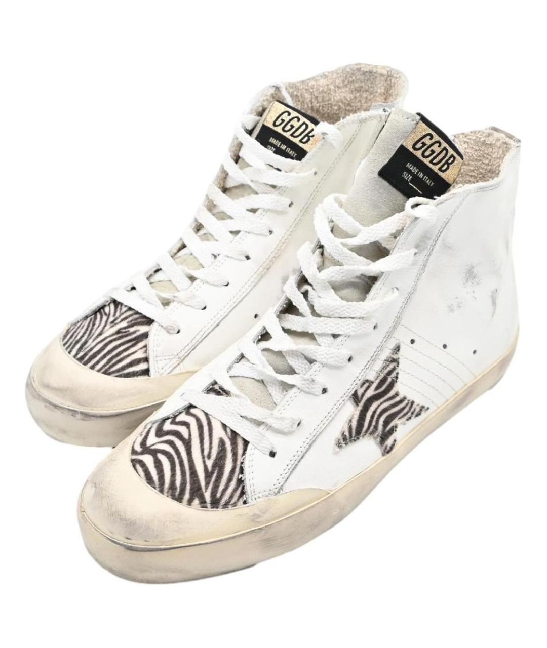 GOLDEN GOOSE DELUXE BRAND Белые кожаные высокие кроссовки / кеды, фото 3