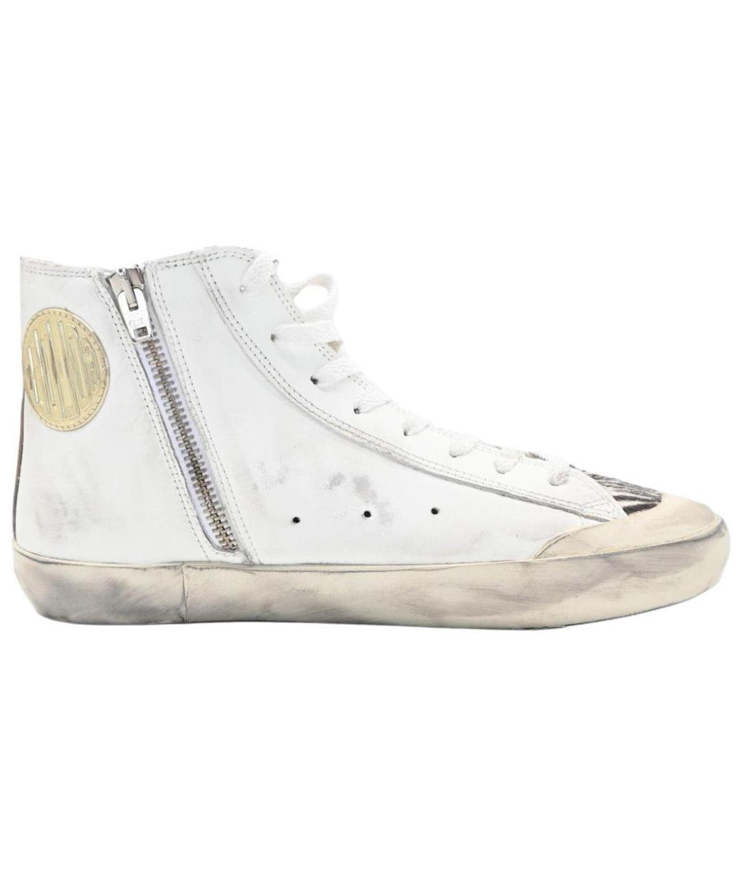 GOLDEN GOOSE DELUXE BRAND Белые кожаные высокие кроссовки / кеды, фото 2