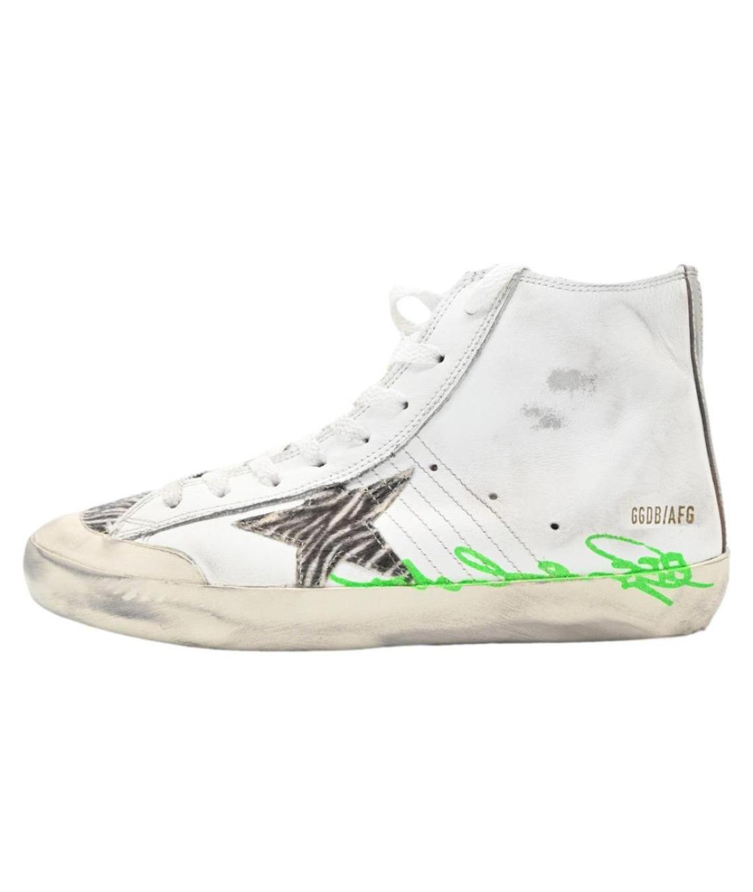 GOLDEN GOOSE DELUXE BRAND Белые кожаные высокие кроссовки / кеды, фото 4