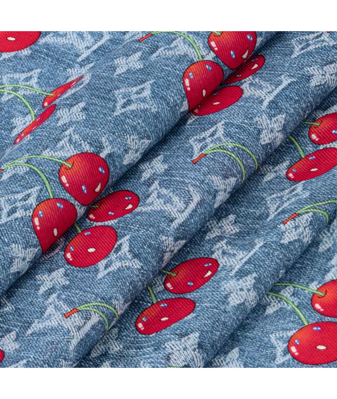 LOUIS VUITTON Синий шелковый платок, фото 2