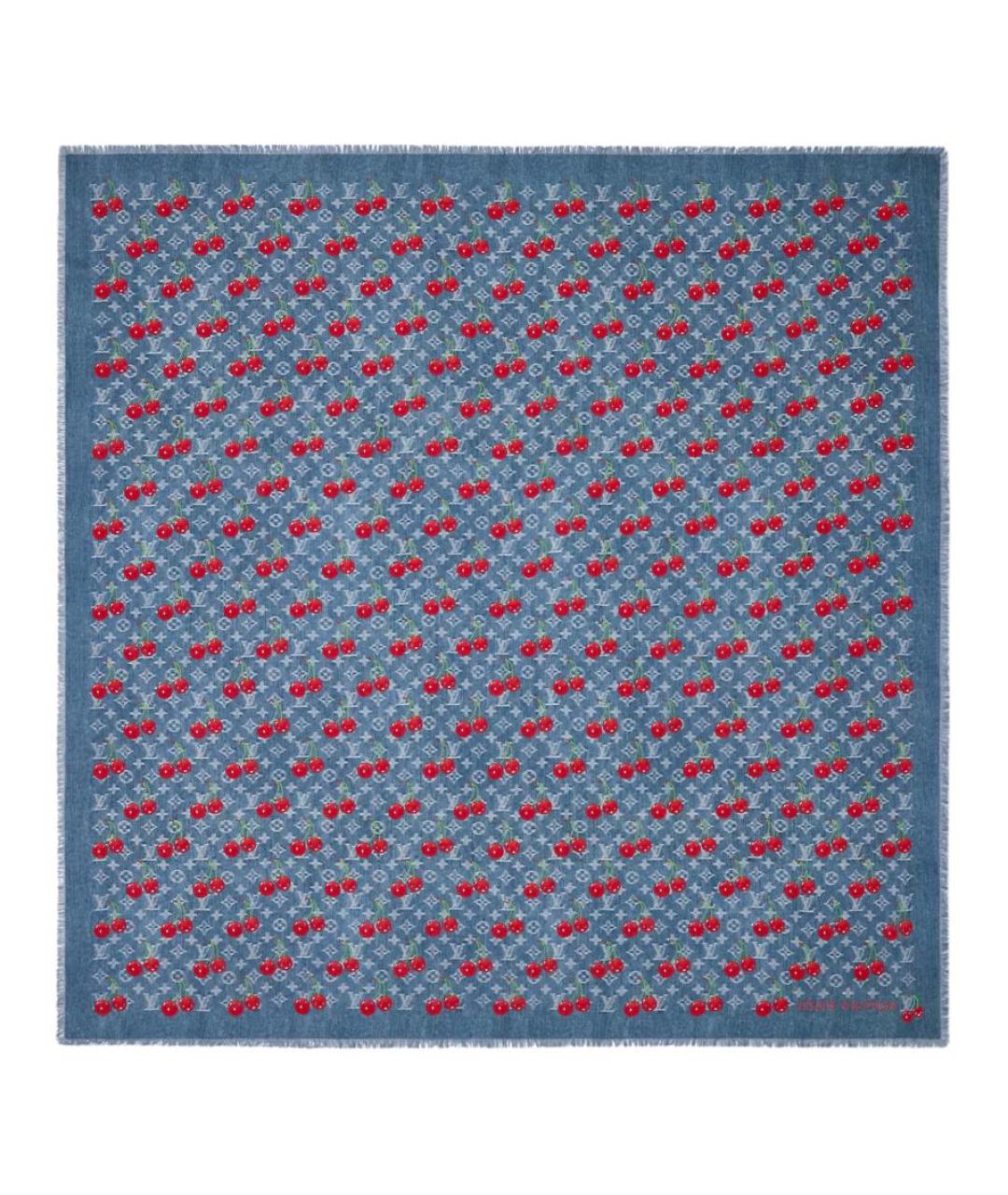 LOUIS VUITTON Синий шелковый платок, фото 1