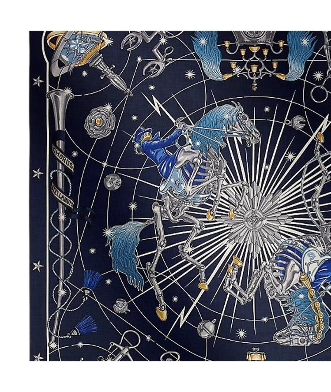 HERMES Темно-синий шелковый платок, фото 2