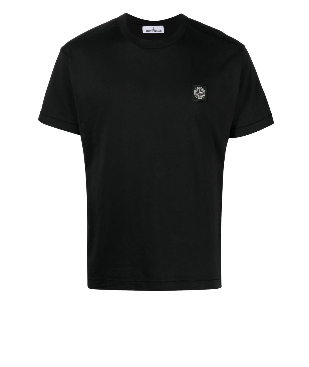 STONE ISLAND Черная хлопковая футболка, фото 3