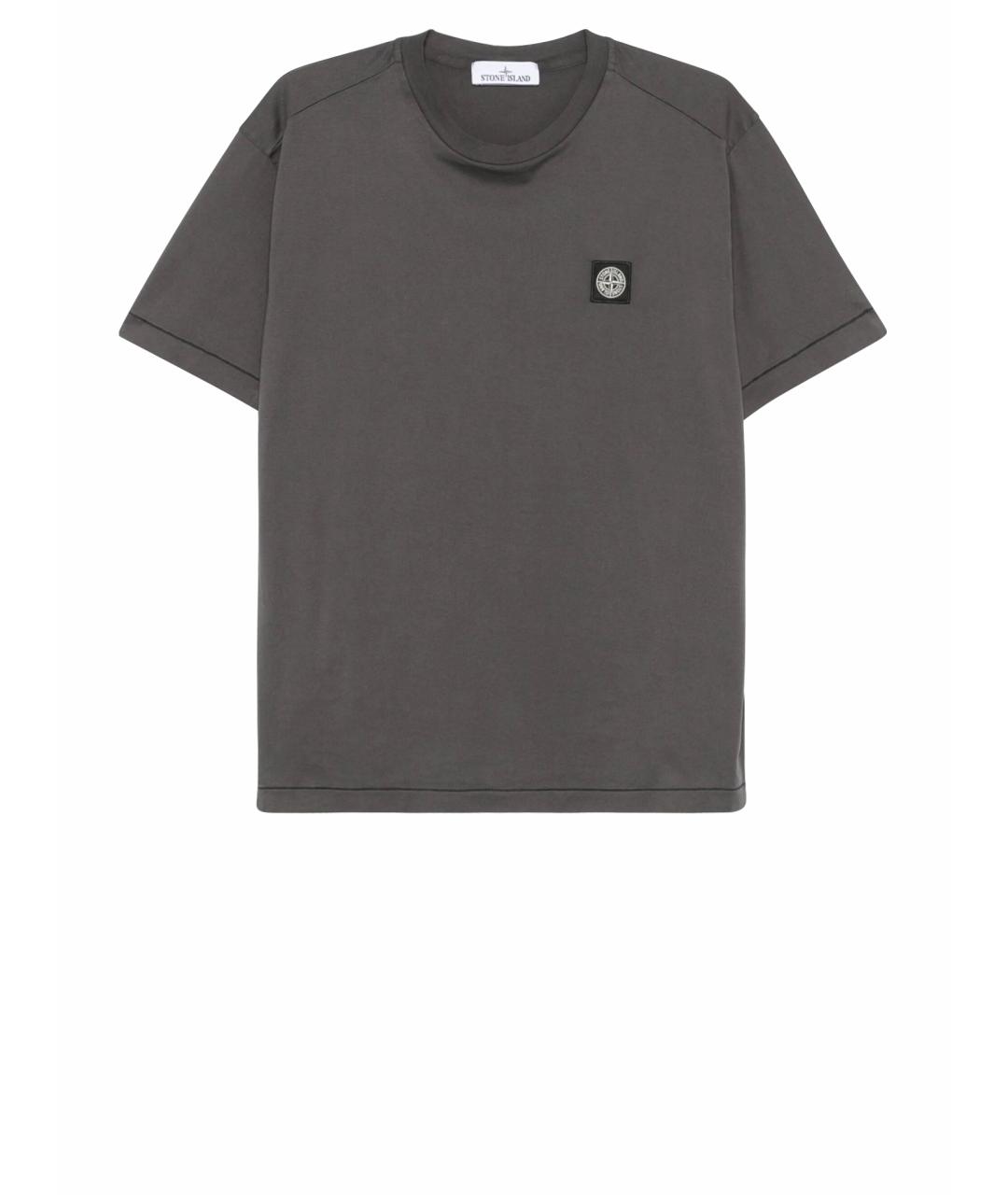 STONE ISLAND Серая хлопковая футболка, фото 1