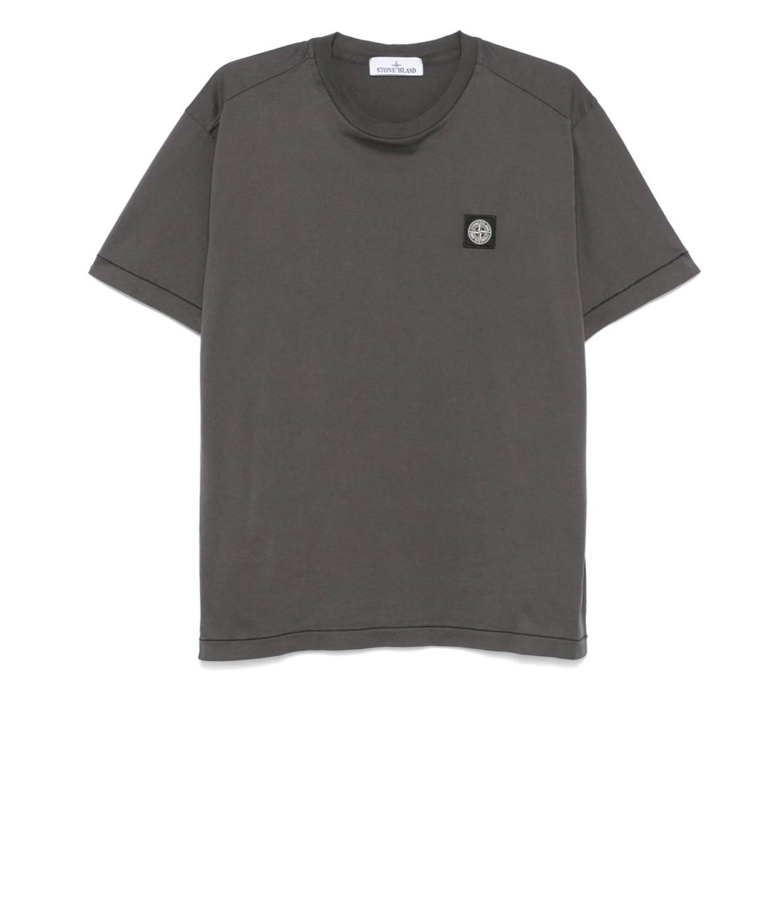 STONE ISLAND Серая хлопковая футболка, фото 4