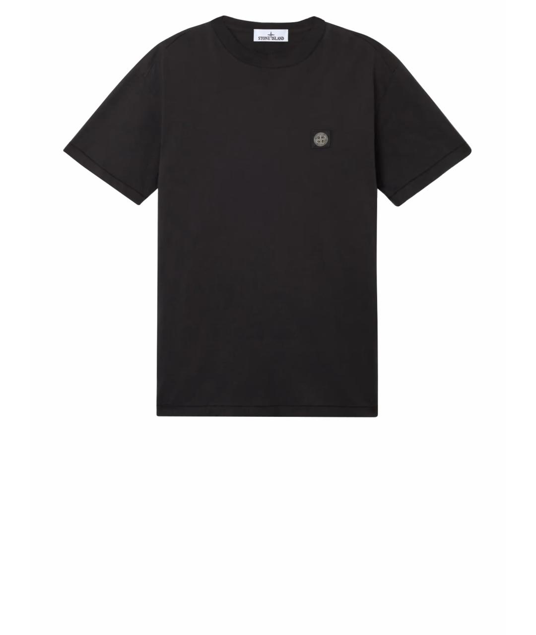 STONE ISLAND Черная хлопковая футболка, фото 1