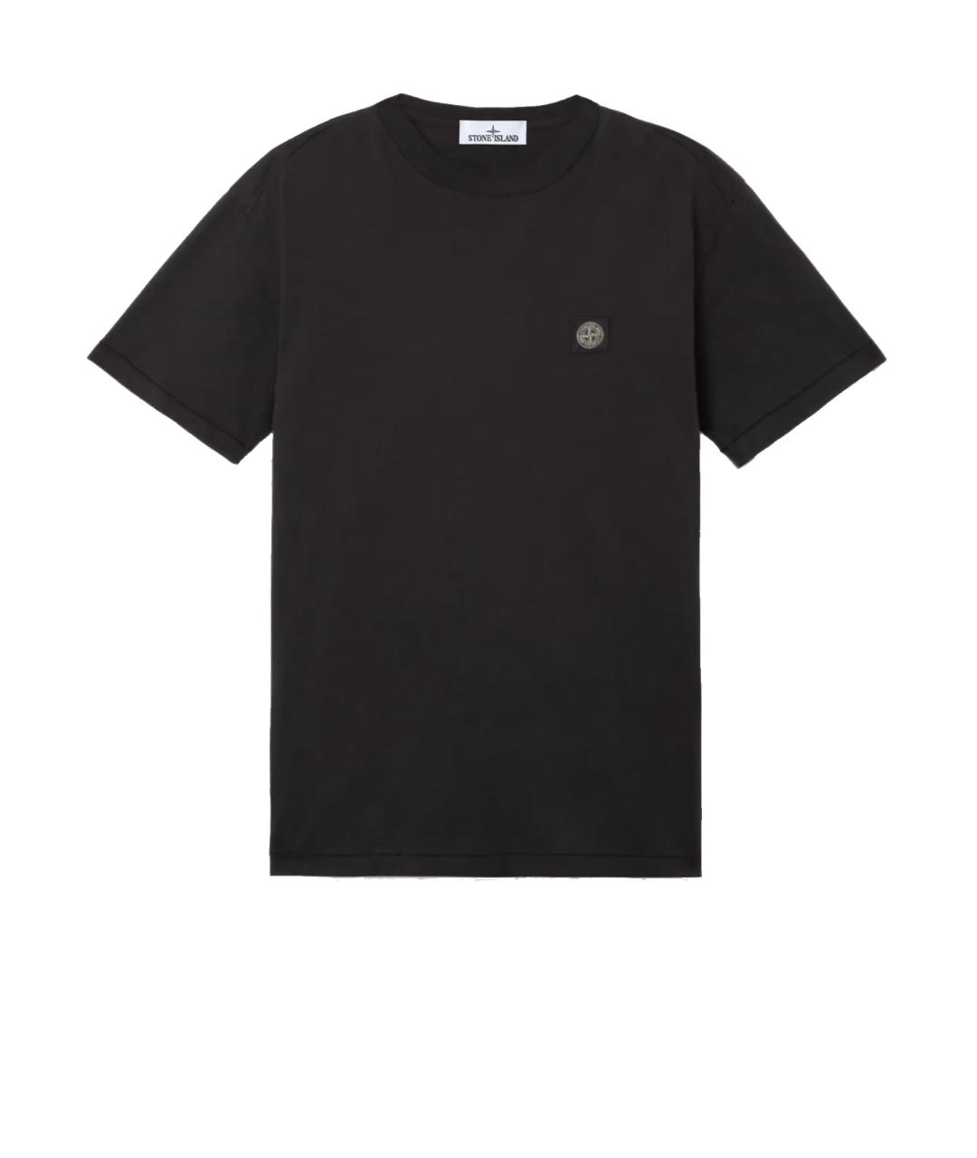 STONE ISLAND Черная хлопковая футболка, фото 3