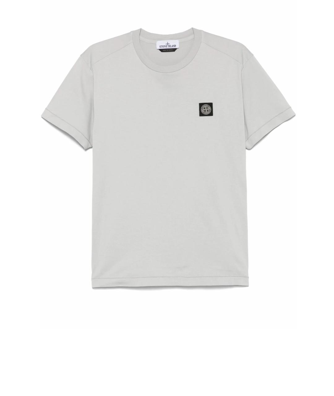 STONE ISLAND Серая хлопковая футболка, фото 4