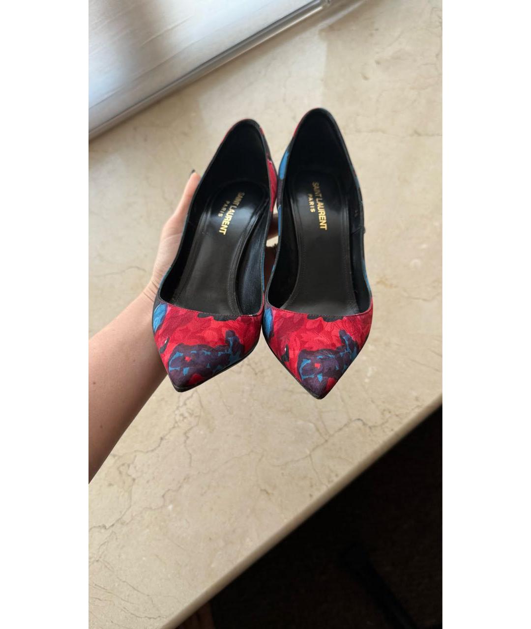 SAINT LAURENT Синие текстильные туфли, фото 5