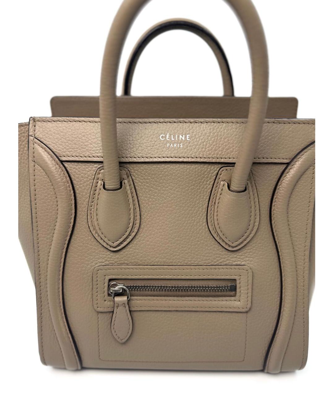 CELINE Антрацитовая кожаная сумка тоут, фото 3