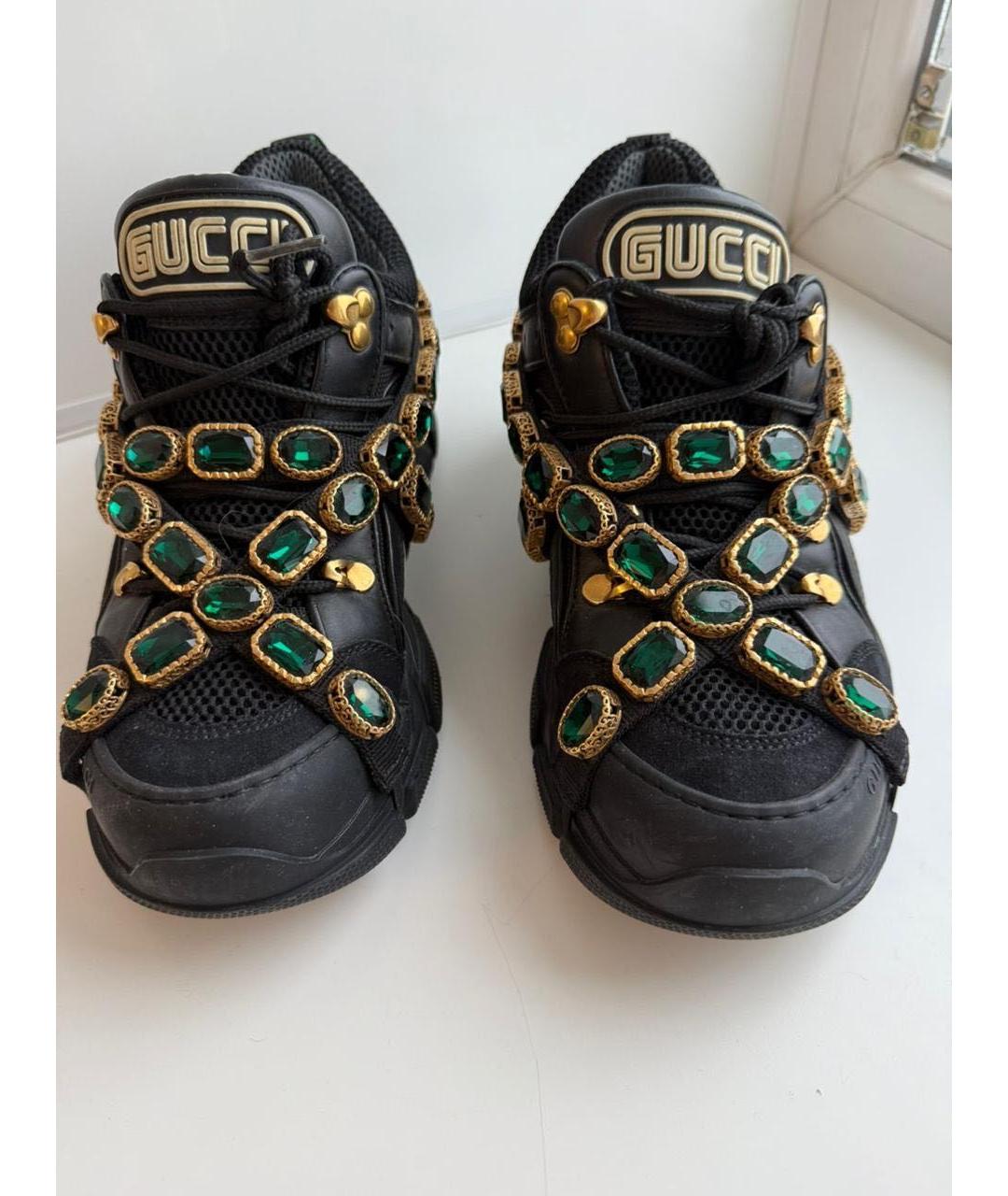 GUCCI Черные кожаные кроссовки, фото 2