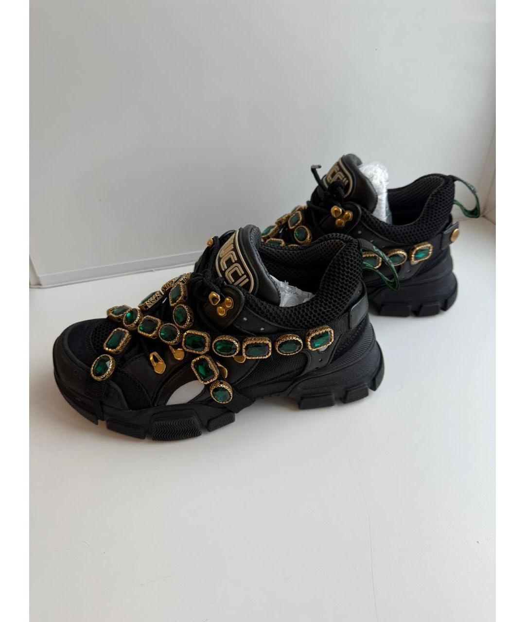GUCCI Черные кожаные кроссовки, фото 3