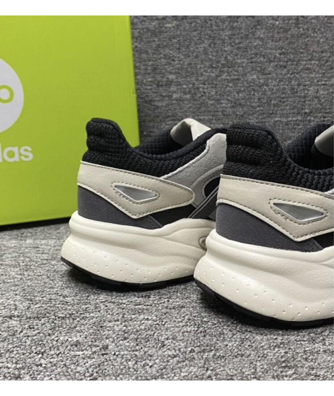 ADIDAS Антрацитовые кожаные низкие кроссовки / кеды, фото 5