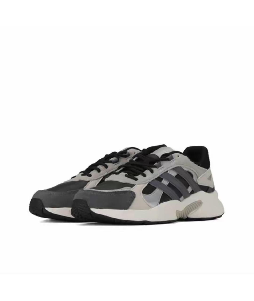 ADIDAS Антрацитовые кожаные низкие кроссовки / кеды, фото 2