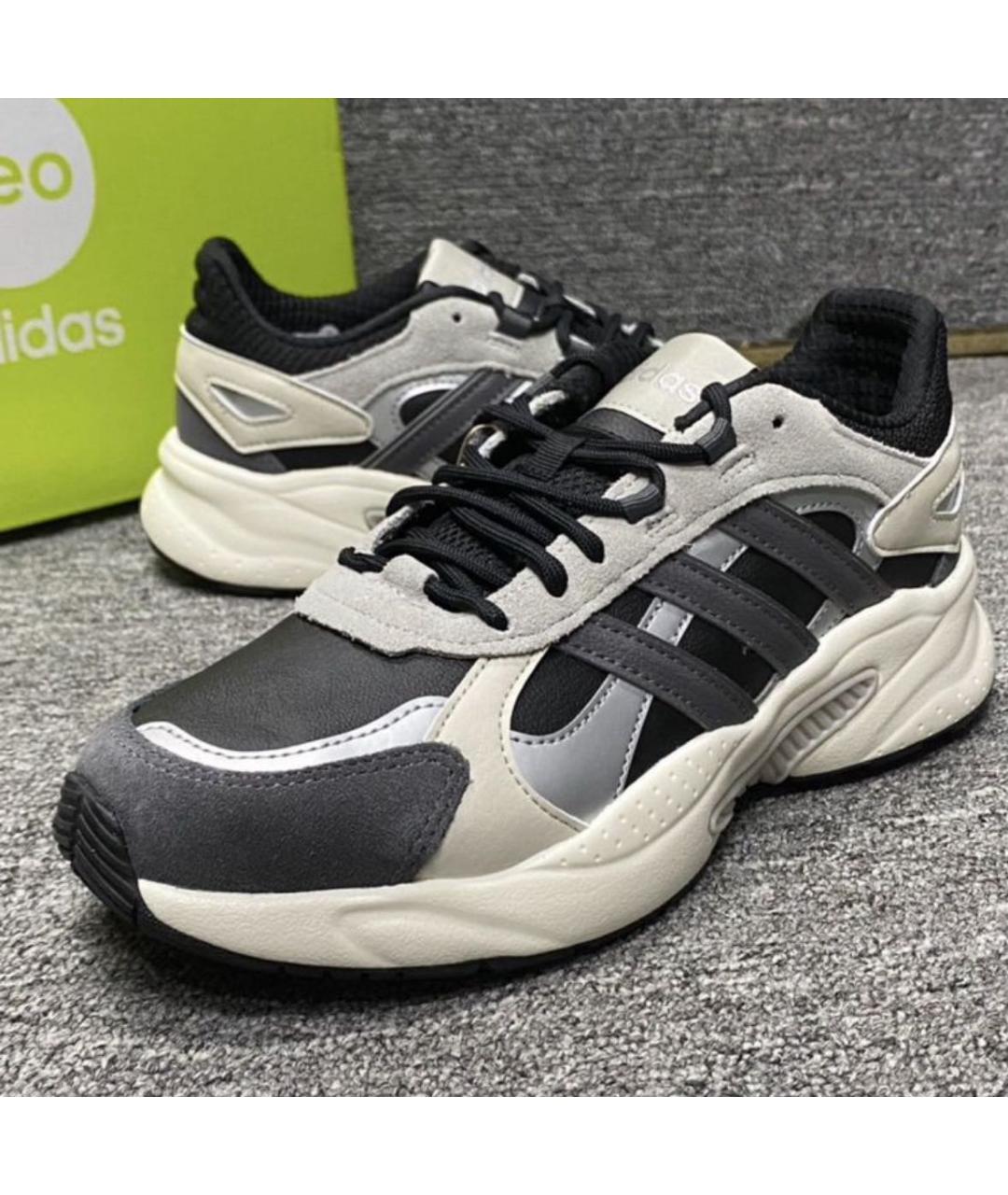 ADIDAS Антрацитовые кожаные низкие кроссовки / кеды, фото 8