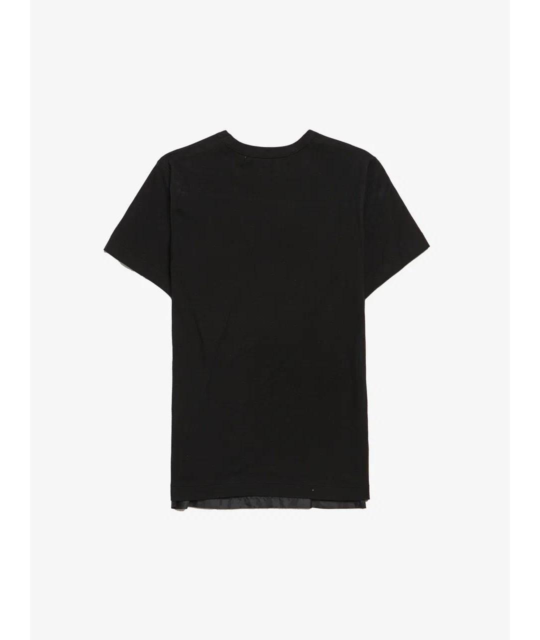 COMME DES GARÇONS Черная хлопко-эластановая футболка, фото 2