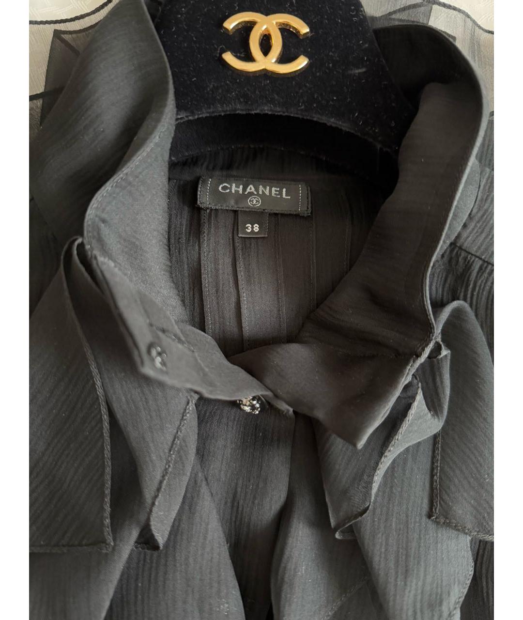 CHANEL Черная шелковая блузы, фото 3