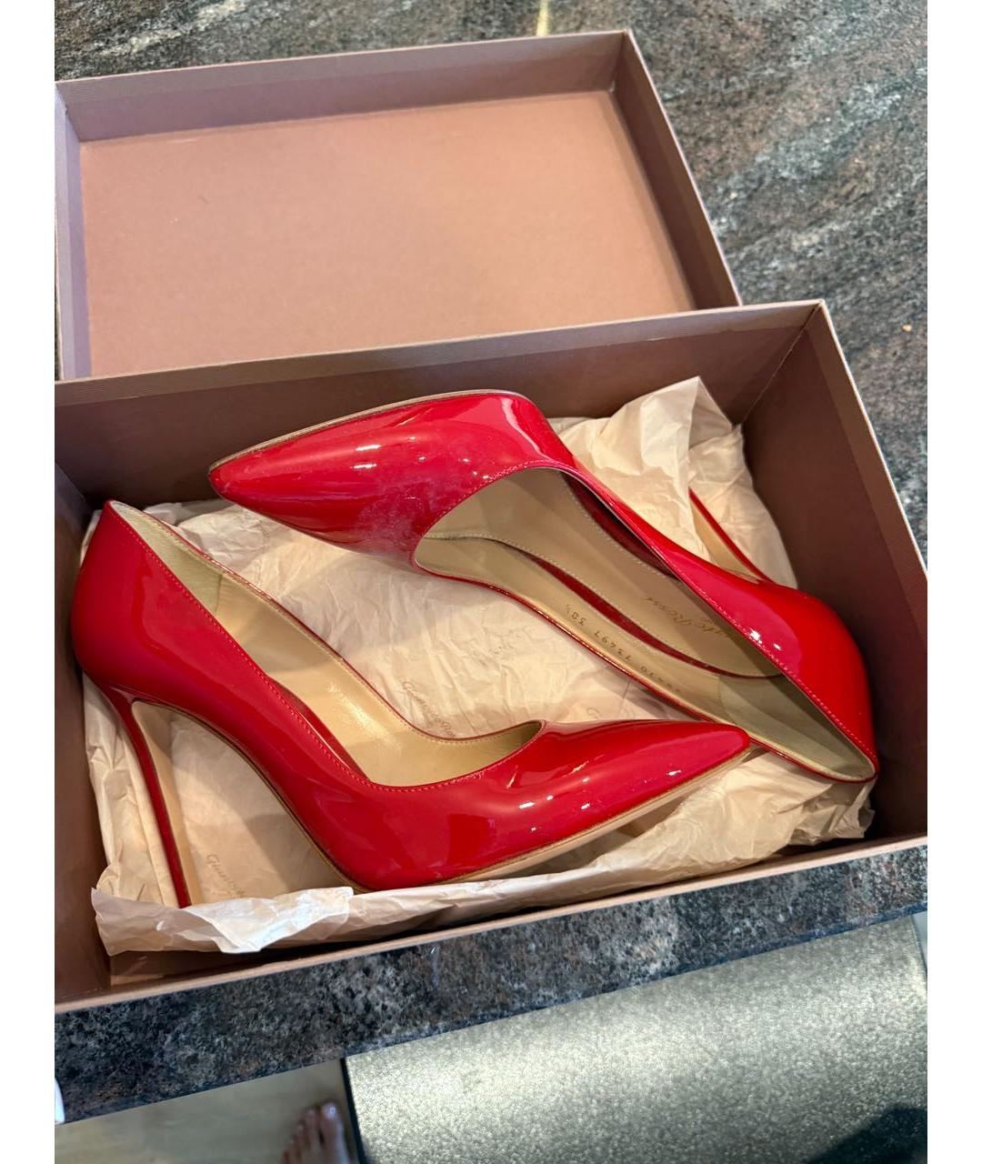 GIANVITO ROSSI Красные кожаные туфли, фото 4