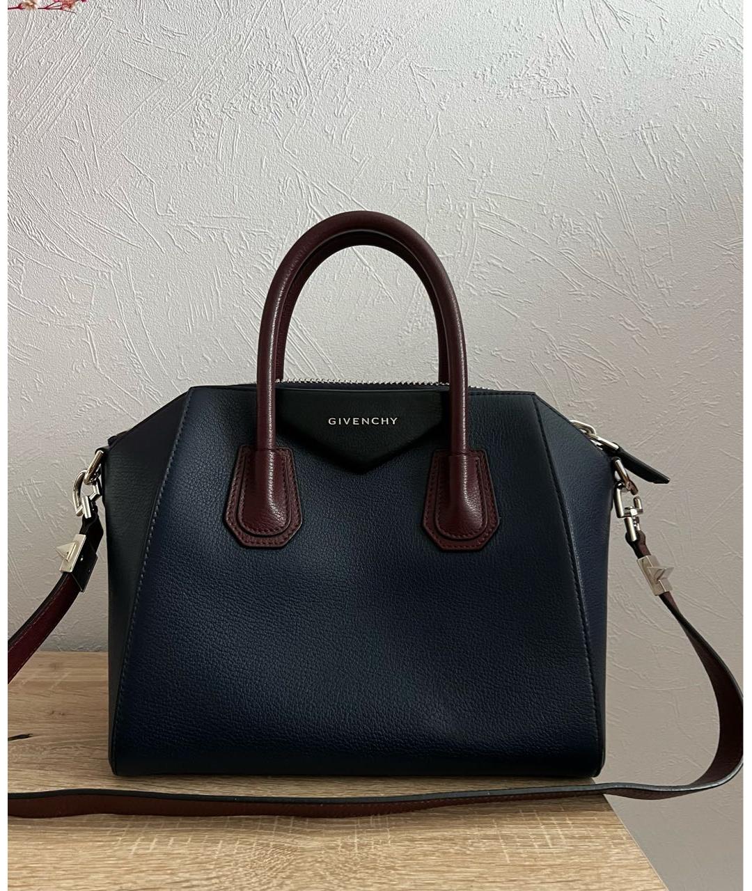 GIVENCHY Темно-синяя кожаная сумка тоут, фото 2