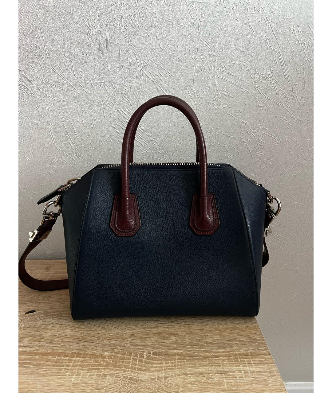 GIVENCHY Темно-синяя кожаная сумка тоут, фото 3