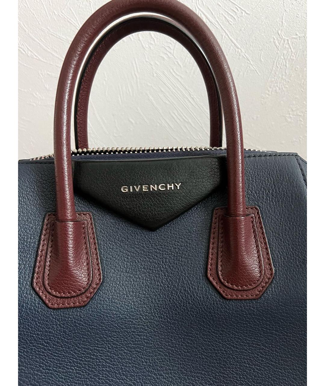 GIVENCHY Темно-синяя кожаная сумка тоут, фото 5