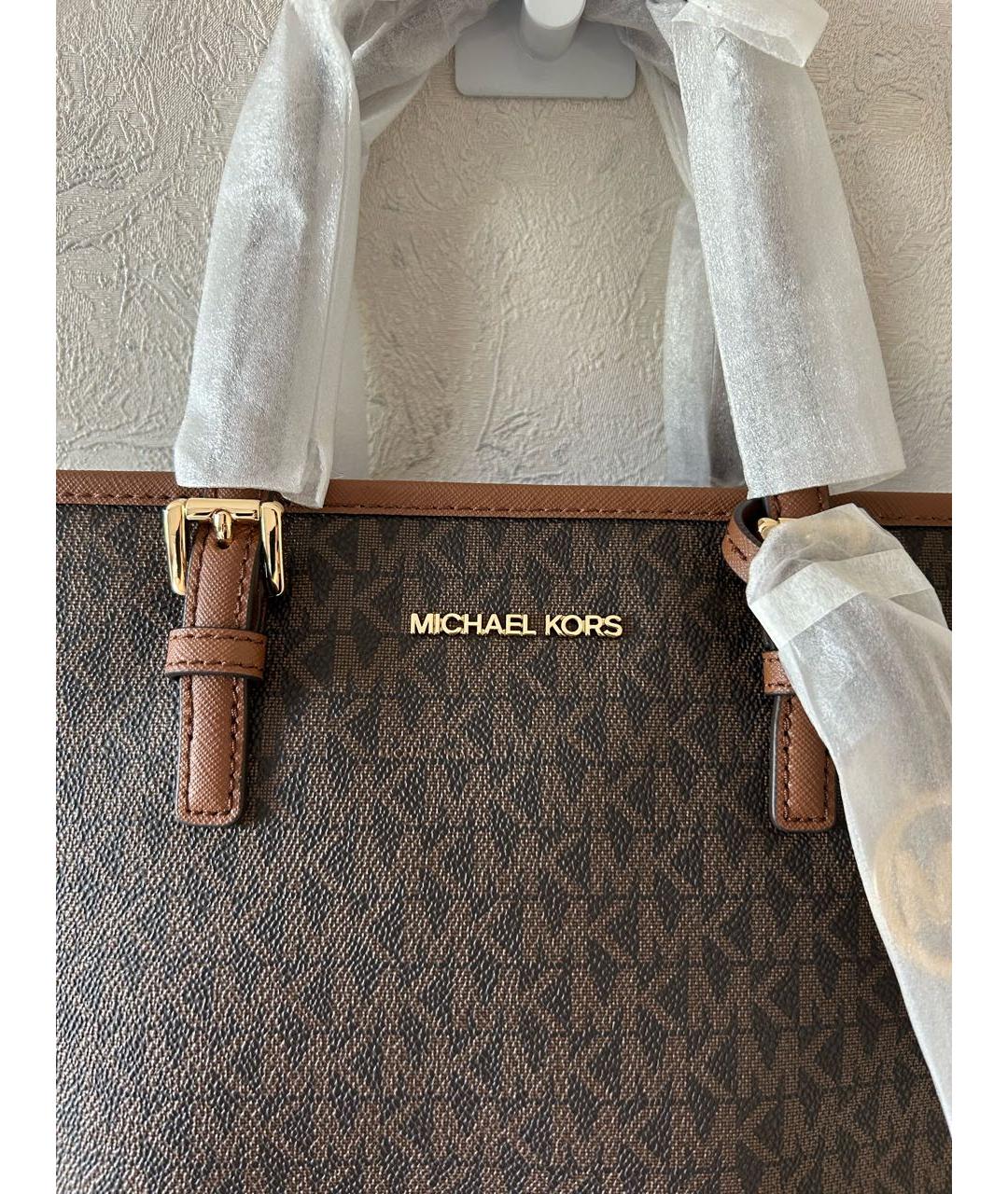 MICHAEL KORS Коричневая кожаная сумка тоут, фото 4