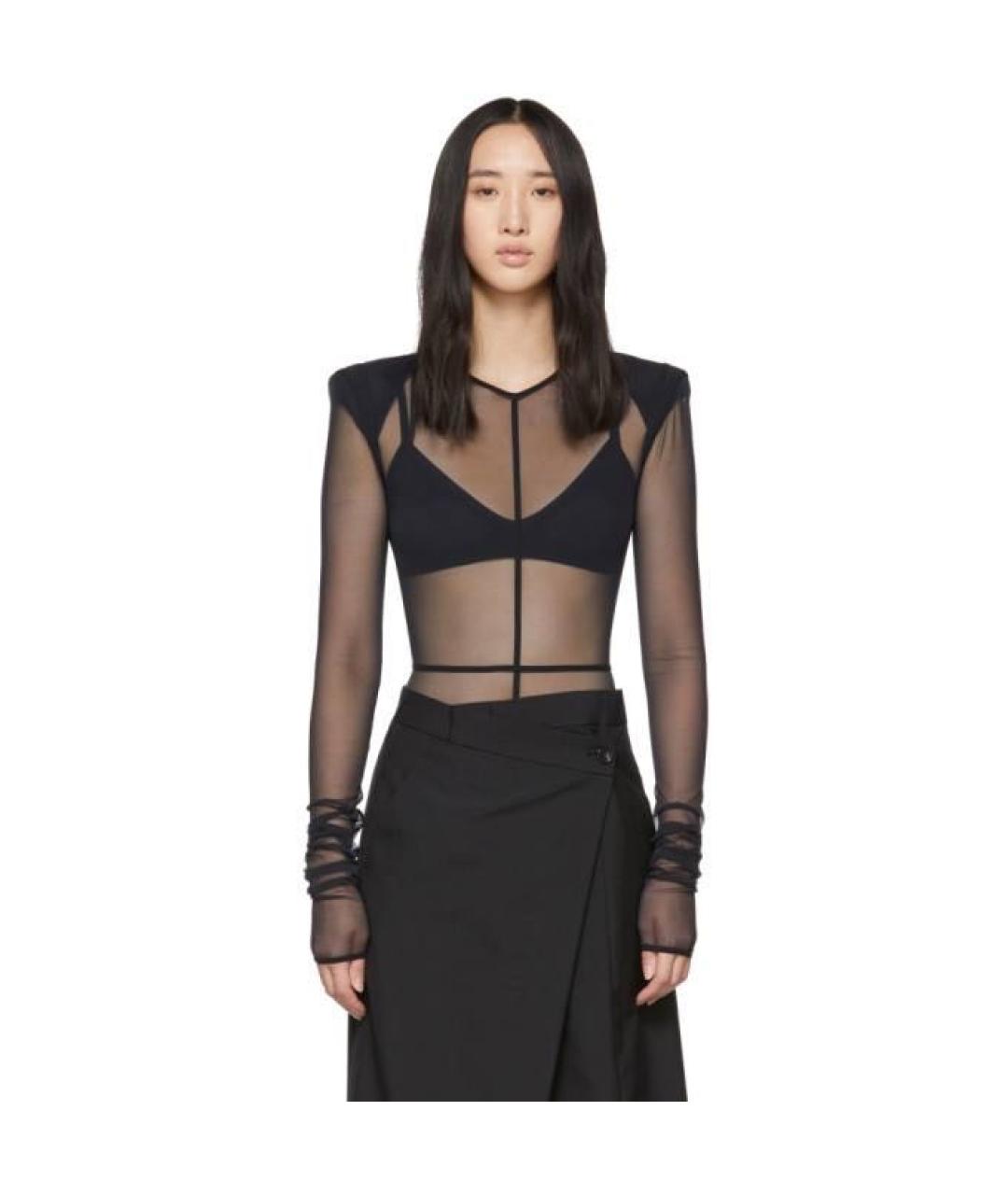 ANN DEMEULEMEESTER Черное сетчатое боди, фото 4