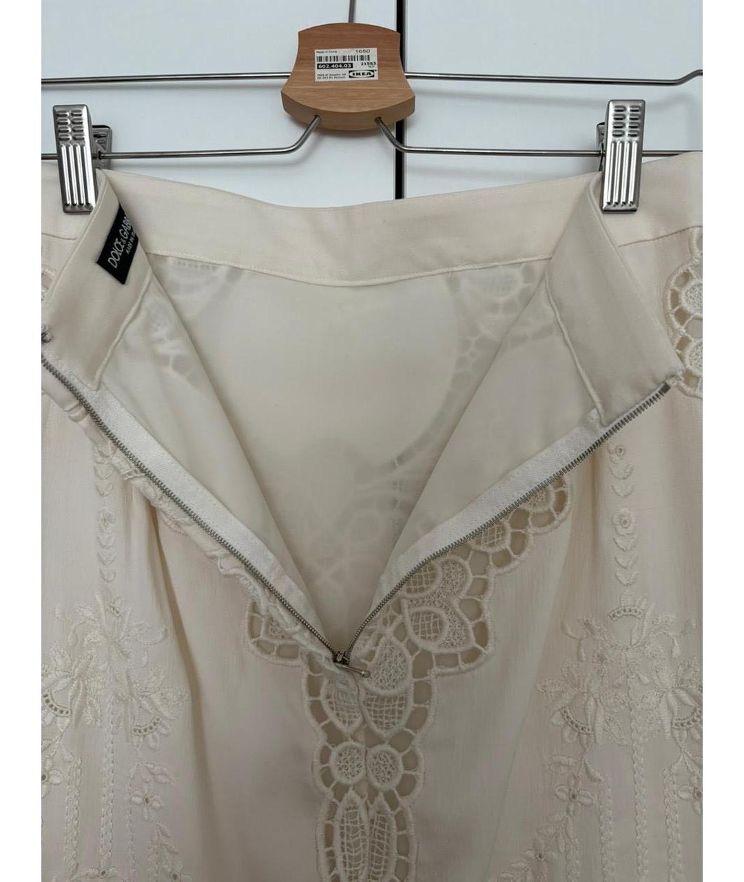 DOLCE&GABBANA Бежевая шелковая юбка миди, фото 3