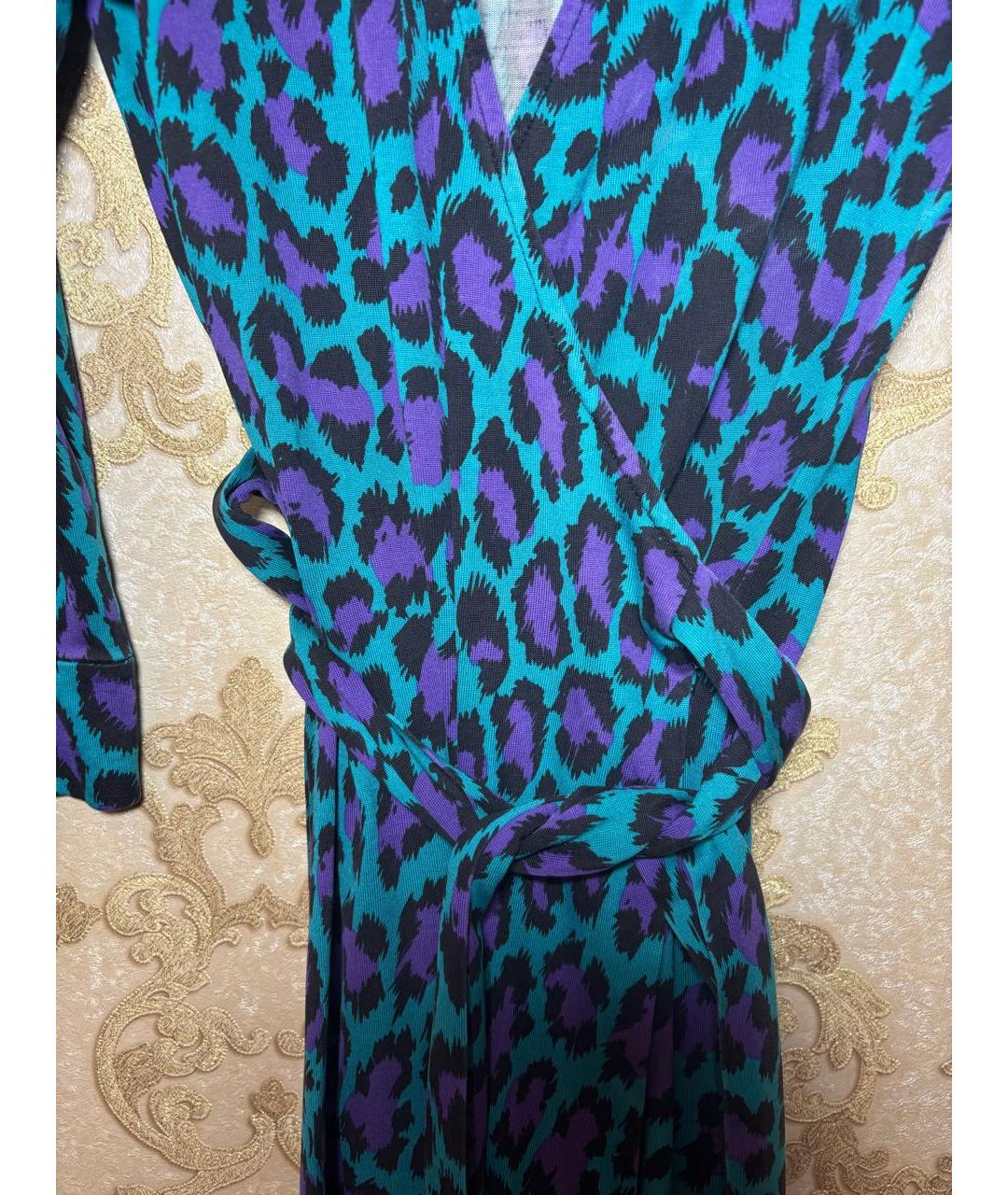 DIANE VON FURSTENBERG Бирюзовое шелковое повседневное платье, фото 4