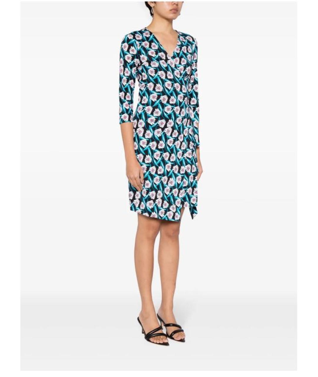 DIANE VON FURSTENBERG Бирюзовое шелковое повседневное платье, фото 5
