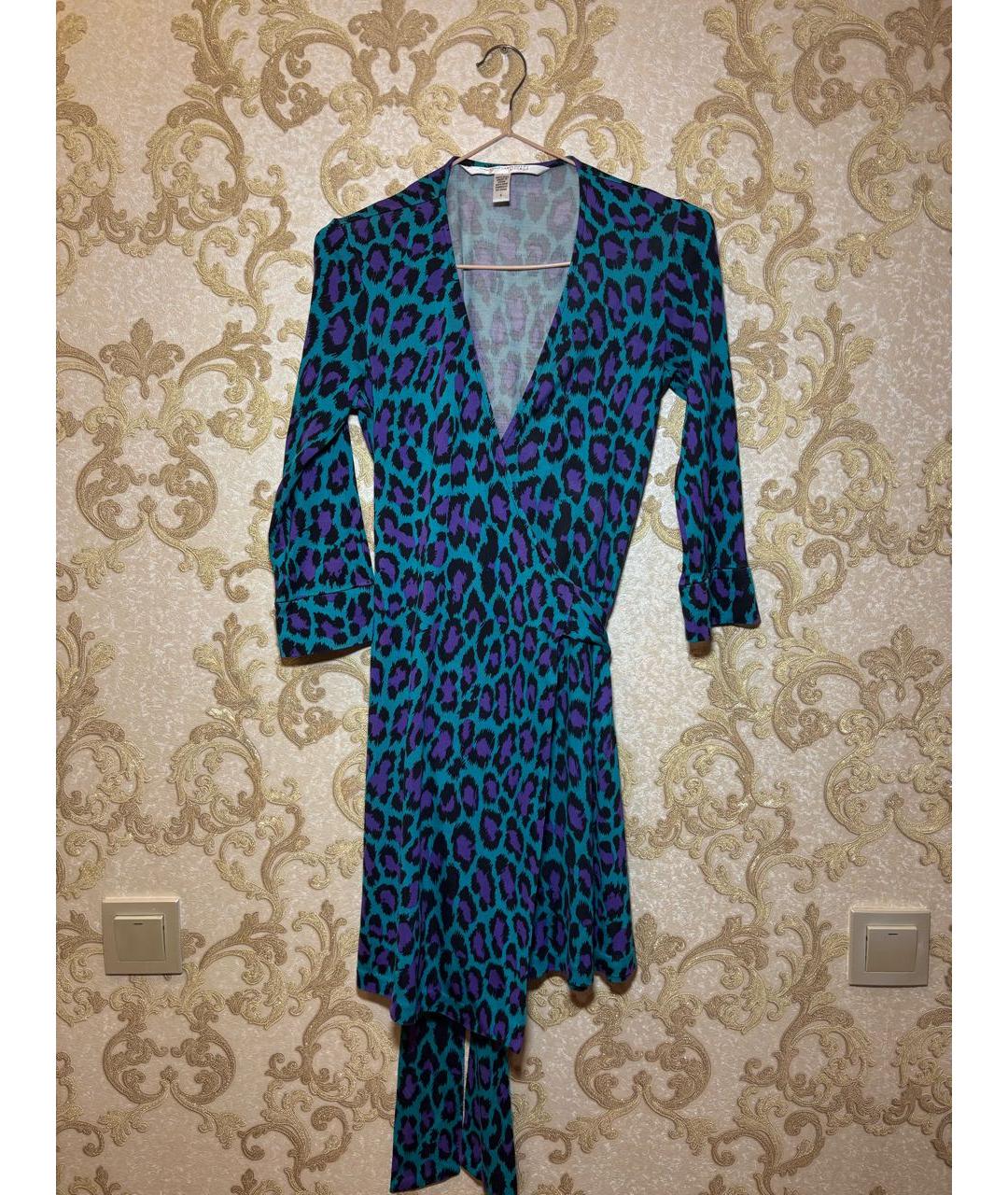 DIANE VON FURSTENBERG Бирюзовое шелковое повседневное платье, фото 7