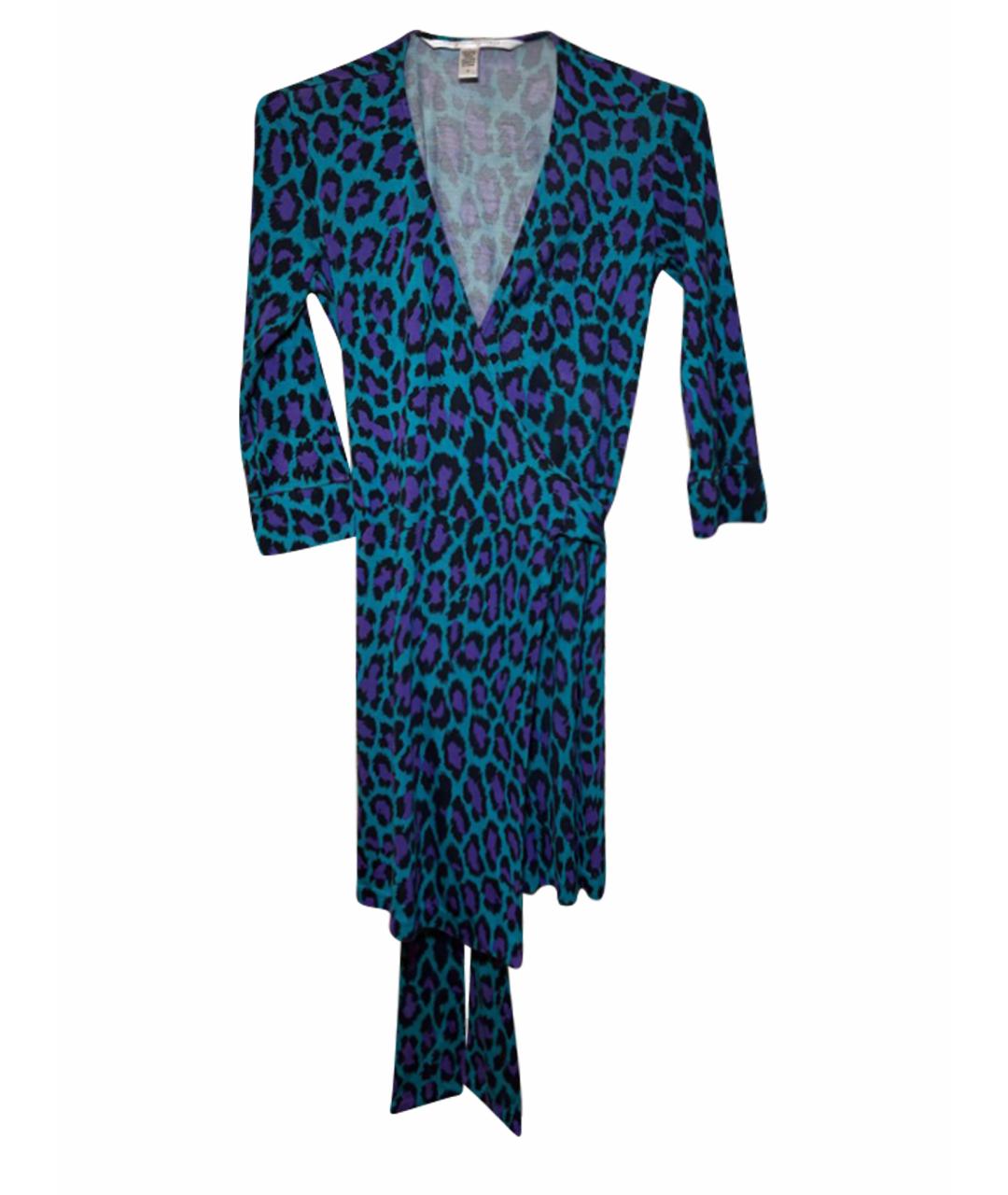 DIANE VON FURSTENBERG Бирюзовое шелковое повседневное платье, фото 1