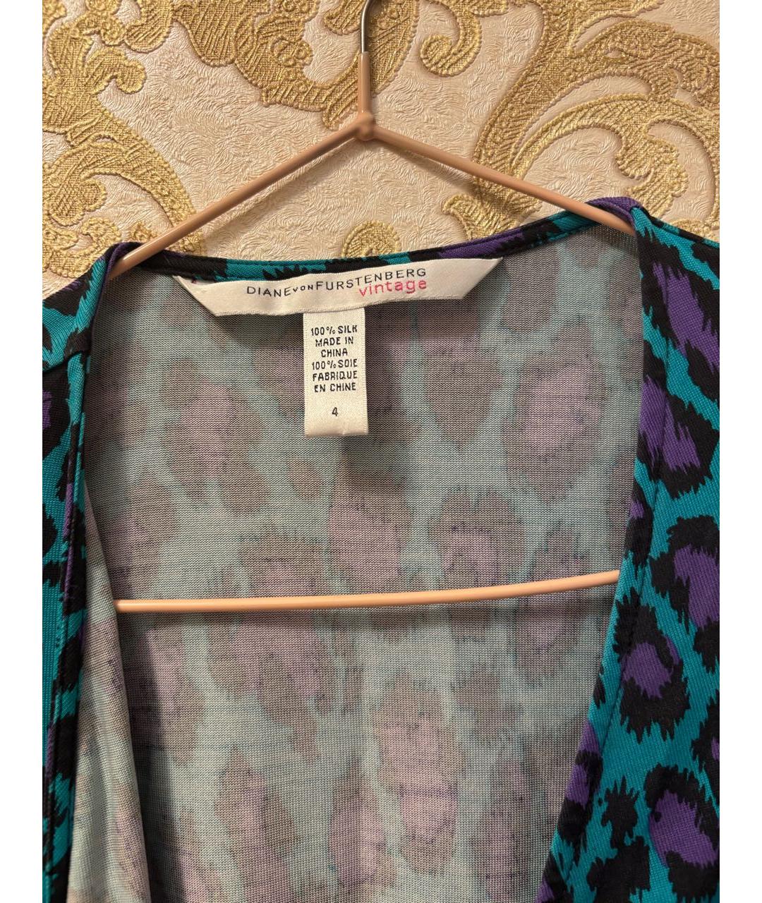 DIANE VON FURSTENBERG Бирюзовое шелковое повседневное платье, фото 3