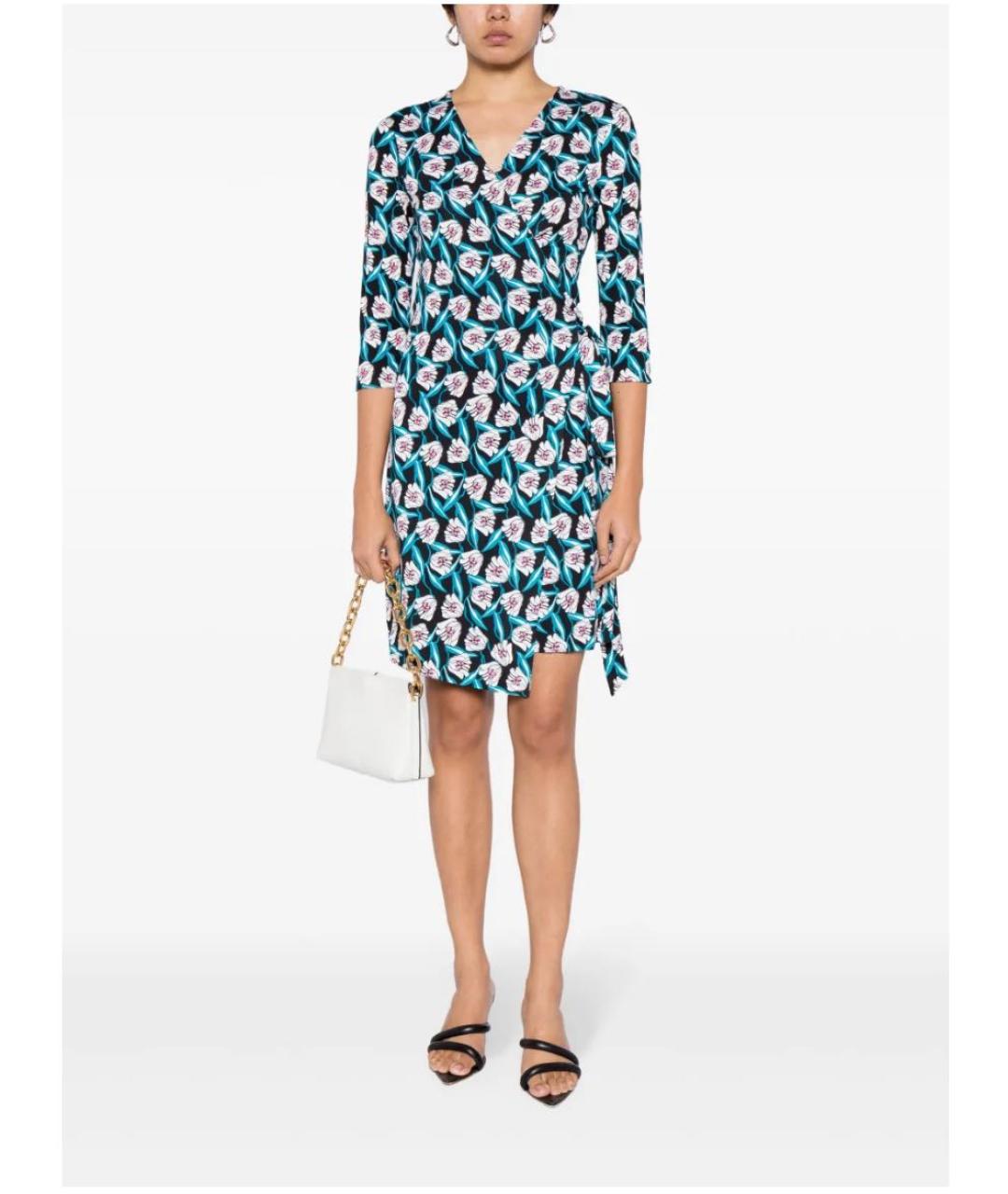 DIANE VON FURSTENBERG Бирюзовое шелковое повседневное платье, фото 6
