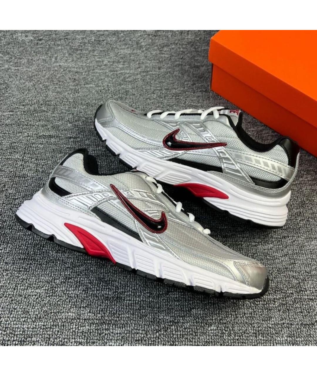 NIKE Серебряные текстильные низкие кроссовки / кеды, фото 5