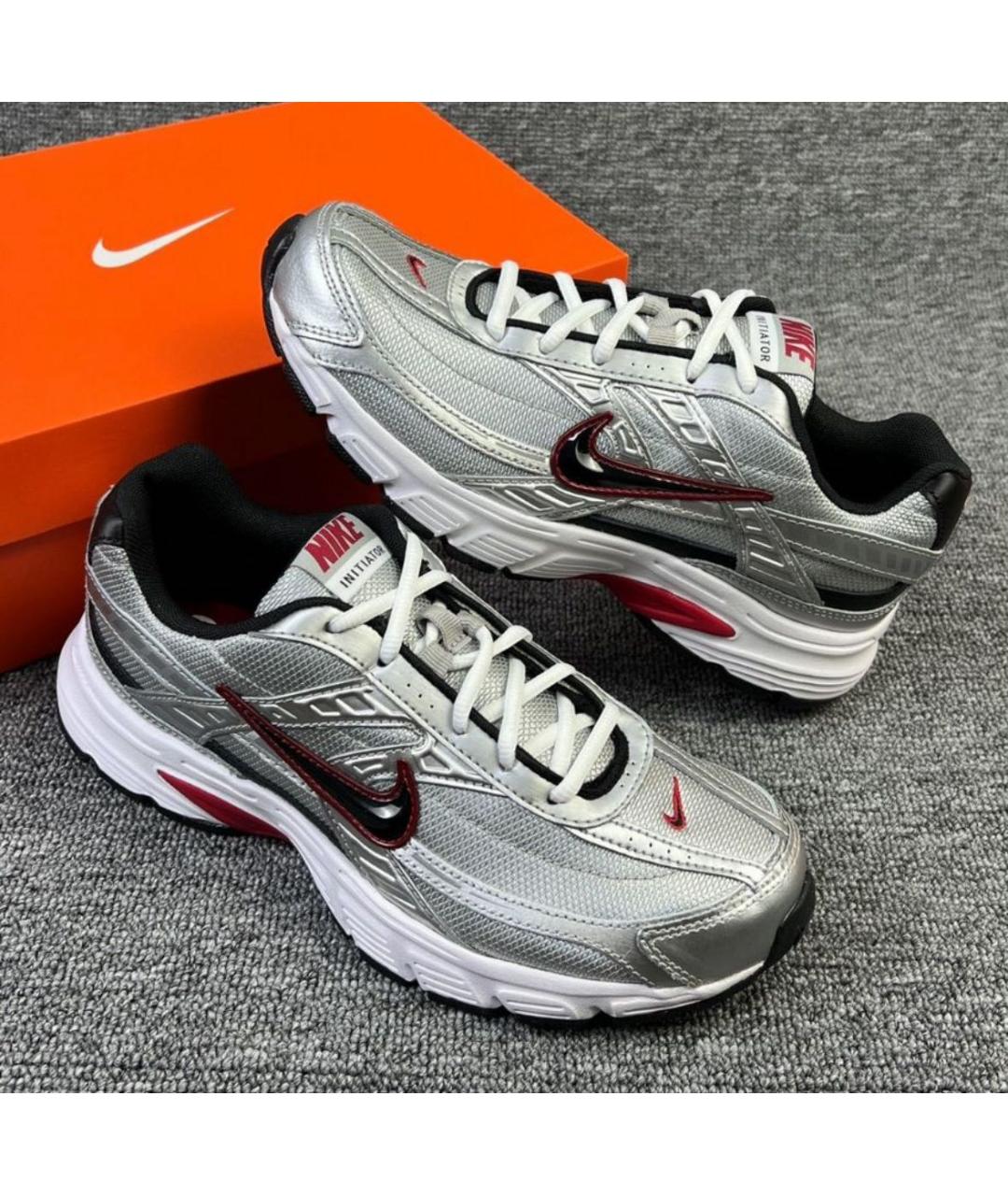 NIKE Серебряные текстильные низкие кроссовки / кеды, фото 6