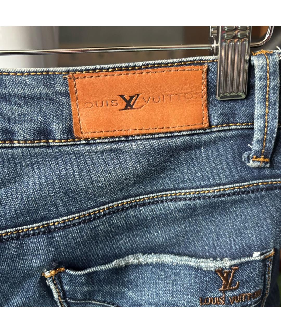 LOUIS VUITTON Темно-синие хлопковые джинсы слим, фото 5