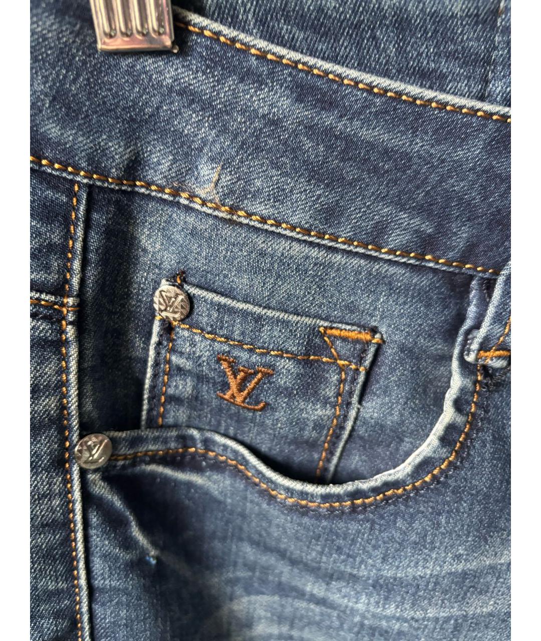 LOUIS VUITTON Темно-синие хлопковые джинсы слим, фото 4